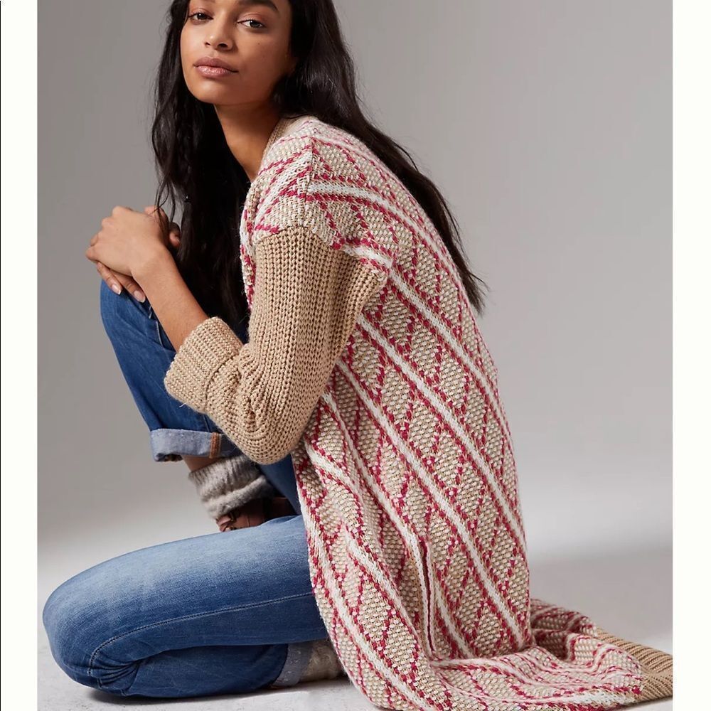 New Anthropologie Patrice Geometric Knit Duster Small #233